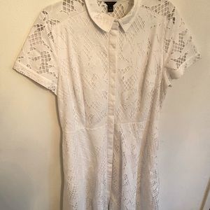 White lace Ann Taylor A line button up dress